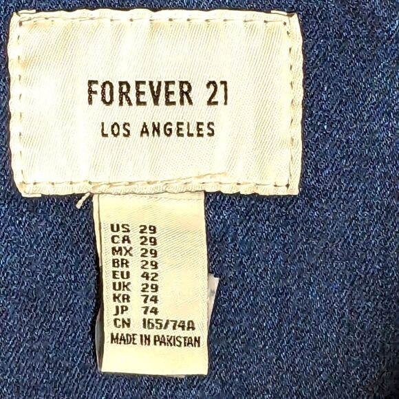 Forever 21 Los Angeles Distressed Denim Overalls Size 26 - Picture 7 of 8